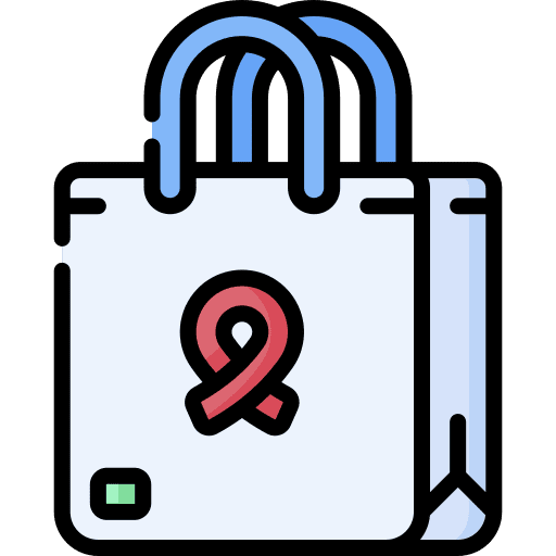 Regalos solidarios Icono de cesta de compra con teléfono