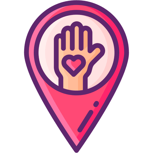 Regalos solidarios Icono de mapa o ubicación