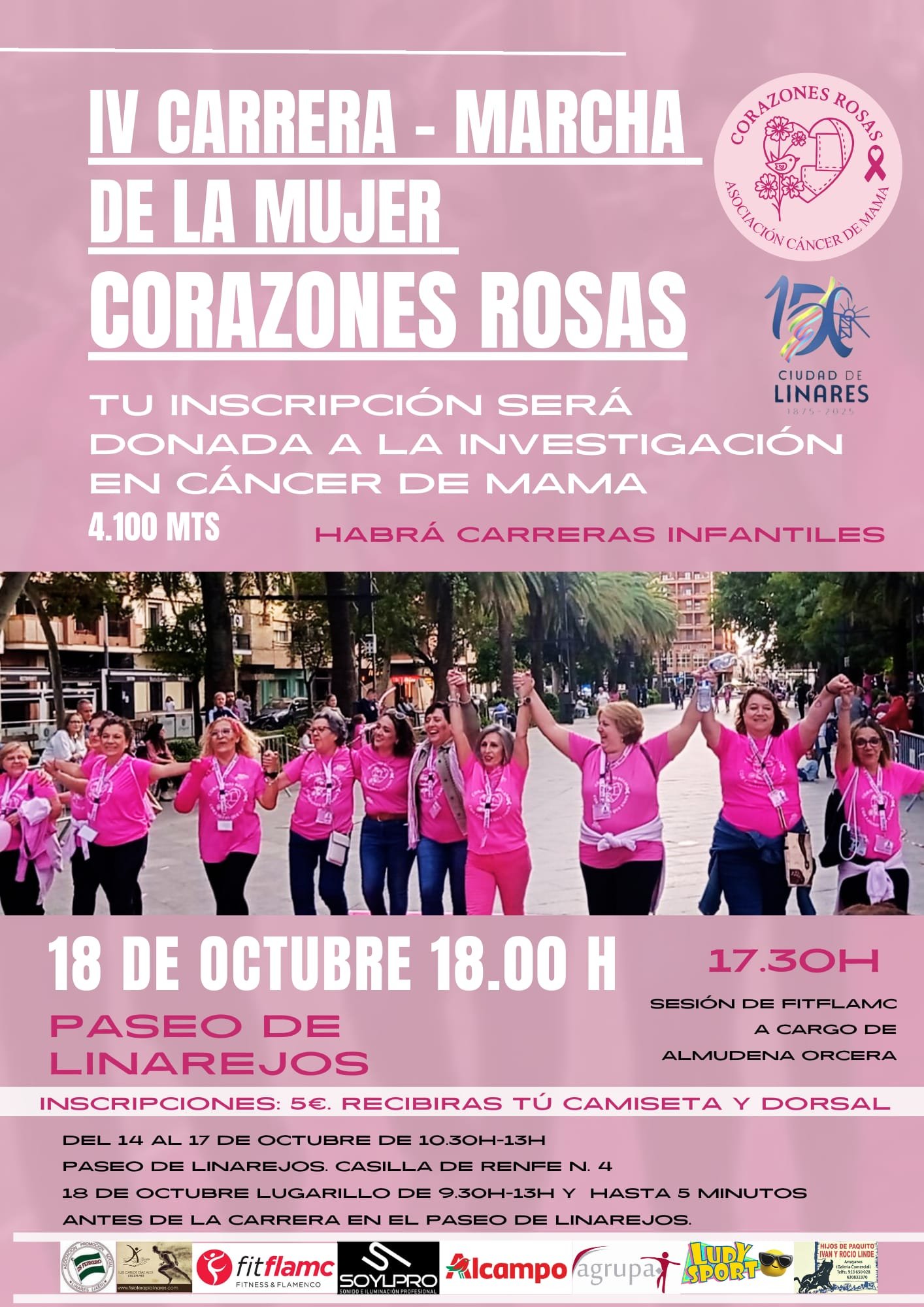 Miembros de la Asociación Corazones Rosas tras finalizar la carrera solidaria.